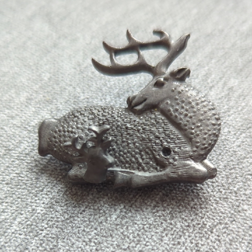 Pewter Deer Pin and One Earring